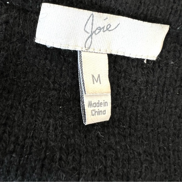 JOIE Gabrina Black Red Hooded Wool Yak Striped Fringe Western Open Cardigan Sz M - Picture 14 of 16